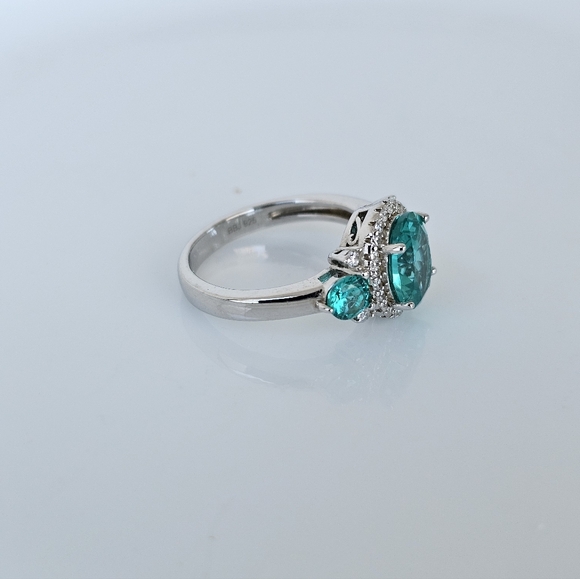 Beautiful Lab Created Paraiba Tourmaline Ring Sterling Silver Size 6! - Picture 5 of 10